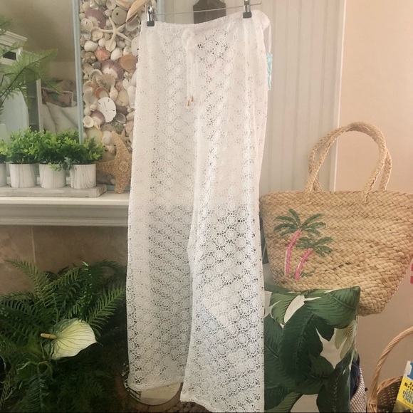 NWT Sheer White Beach Palazzo Pants Cover-up Plus XL - Picture 3 of 7